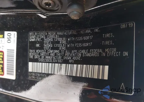 2020 Toyota Sienna L из США, поврежденный, VIN 5TDZZ3DC0LS041667